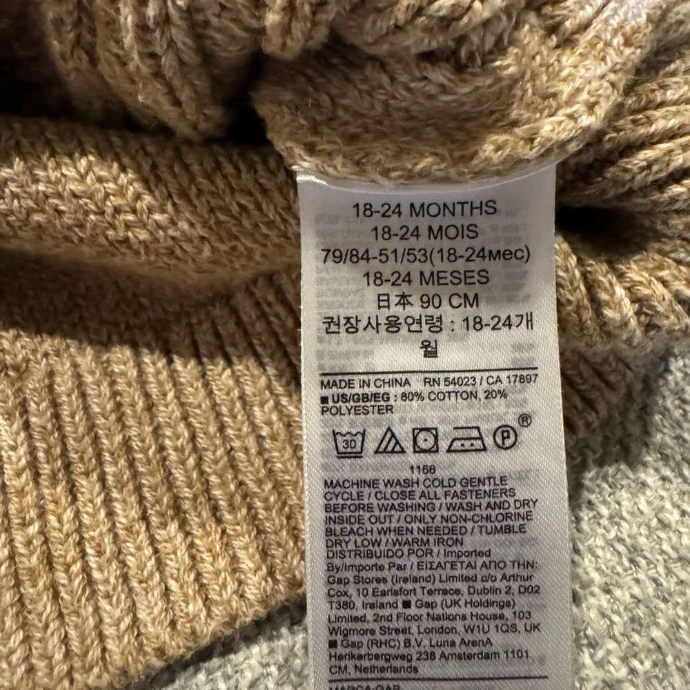 ☆3/$15 --Gap Boys Toddler Beige Cable Knit Sweater Size 18-24 months - Picture 5 of 6